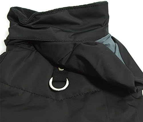 Gooby - פארק רוח, סוודר מעיל כלבים קטן מרופד צמר עם מעטפת עמידה במים וטבעת רצועה, שחור, קטן