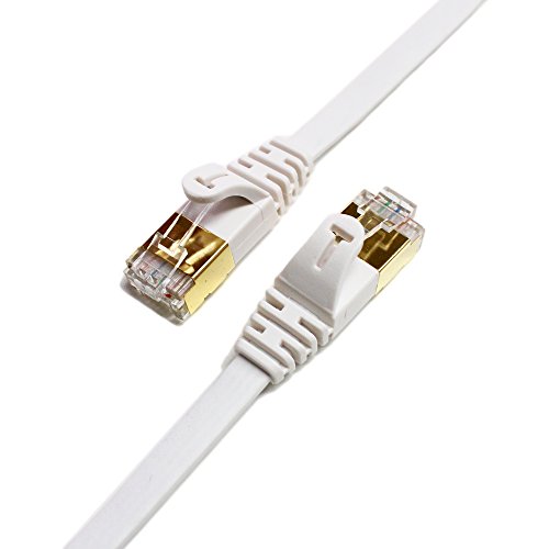 TERA GRAND - 12ft - Cat7 10 Gigabit Ethernet Ultra כבל תיקון שטוח לרשת LAN נתב מודם, מחברי RJ45 מוגנים