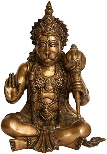 Hanuman ביוגאסנה ובאבהאיה מעניקים מודרה - פסל פליז