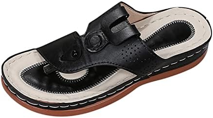 נעלי בית לכפכפים לנשים עם קשת תמיכה בקיץ עור דמוי עור סנדלי חוף נוחים שקופיות עבות