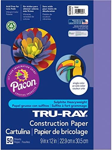 Pacon 103009 נייר בנייה טרו-קרני, 76 קילוגרמים, 9 x 12, סגול, 50 גיליונות/חבילה