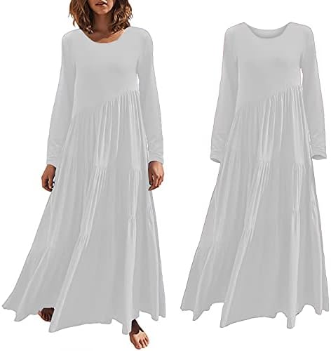 שמלות קיץ של איילהט לנשים 2023 נשים מזדמנות מתאימות רופפות חצאית שרוולים ארוכים עם צוואר עגול ורומפר