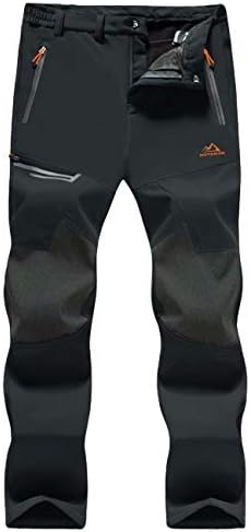 מכנסי חורף לגברים של Magcomsen מכנסי שלג סקי מרופדים עמידים על מים 4 כיסי רוכסן מכנסיים חיצוניים