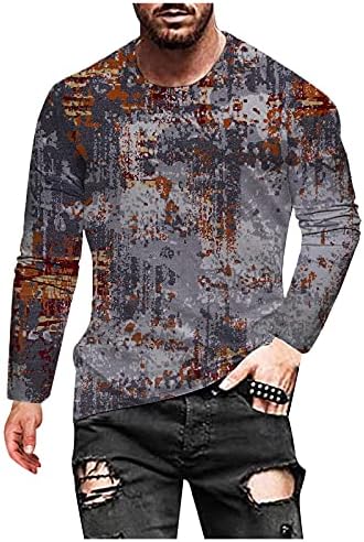 חולצות שרוול ארוך של Xiloccer's Mean's חולצות טופ חולצות T לגברים וינטג 'צווארון סווטשירט סווטשירט קז'ואל סטריט