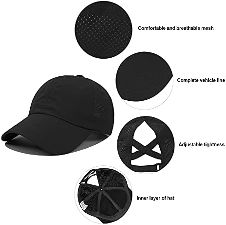 Criss Cross Comsball כובע בייסבול מתכוונן לנשים ייבוש מהיר של UV קלה על ספורט חיצוני