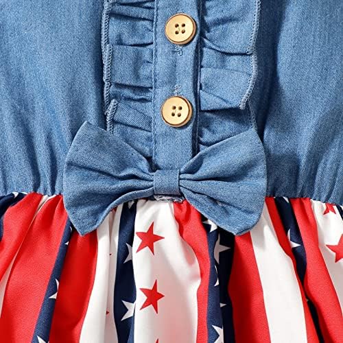 תינוקת ZFZDREN תינוקת 4 ביולי לבוש תלבושת פטריוטית פעוט ילדה שמלת דגל אמריקאית שמלת ילדים יום עצמאות יום השמש
