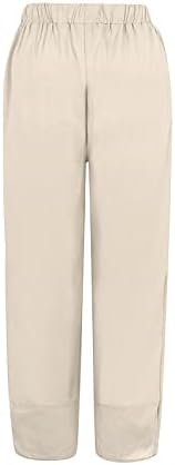 מכנסי רגל רחבים של MGBD נשים בוהו פשתן מזדמן פלוס גודל מותן גבוה משקל קל קיץ טרופי טרופי יומיומי