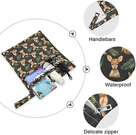 ZZXXB צבי אורן ענפים שקית רטובה אטומה למים חיתול בד לשימוש חוזר תיק יבש רטוב עם כיס רוכסן לטיולים