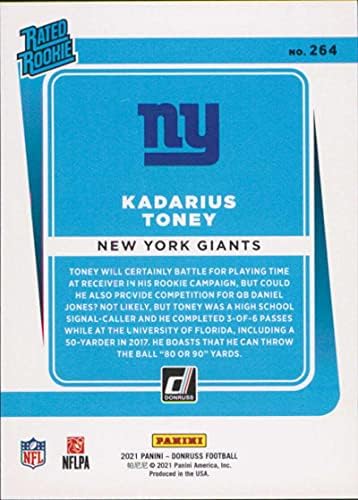 2021 דונרוס 264 קדריוס טוני ניו יורק ענקים מדורגים טירונים NFL כרטיס כדורגל NM-MT