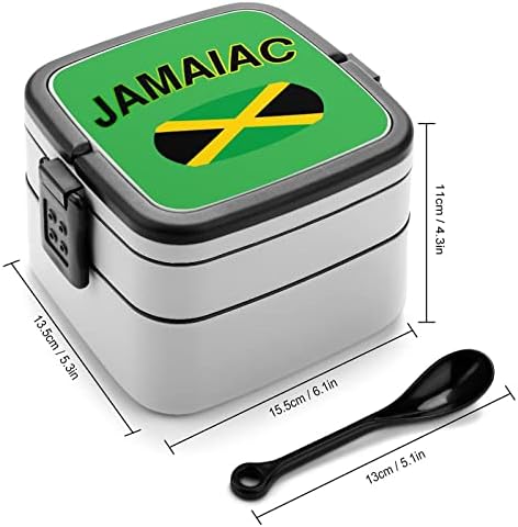 דגל קאנטרי של ג'מייקה, דגל ג'מייקני בנטו קופסה שכבה כפולה מיכל ארוחת צהריים הניתנת לערימה עם כף