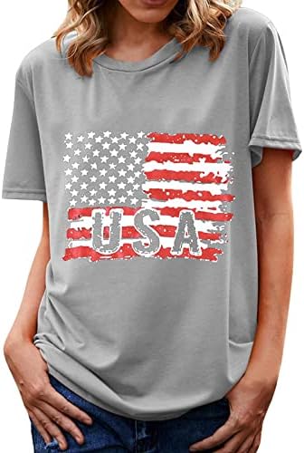 חולצות פטריוטיות של ארהב טי לנשים חולצת דגל אמריקאית חולצה 4 ביולי מתנה ליום העצמאות לנשים צמרות שרוול