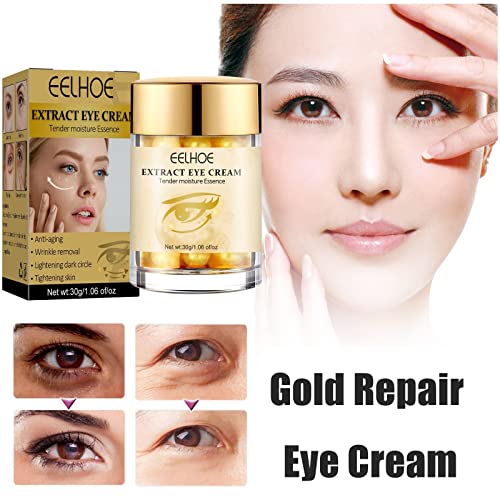 Dbylxmn זהב מחיה עיניים תיקון שקיות עיניים ומעגלים כהים לחות לחות לחות עין מתאימה לכל סוגי העור פפטיד לפנים
