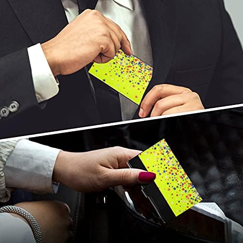 צבעוני ארהב כוכב עסקים כרטיס מחזיק עבור נשים גברים כרטיס ביקור מחזיק מקרה עם עור אישי כרטיס ביקור כרטיס