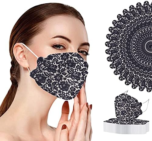 50 מחשב למבוגרים חד פעמי פנים מסכת יפה תחרה הדפסת מסכות פנים כיסוי לנשימה נוח מסכת עבור גברים נשים