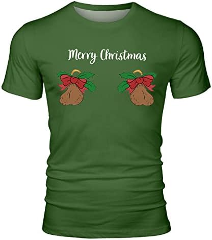 XXBR לחג המולד חולצות שרוול קצר לגברים, מכוערים לחג המולד תלבושות מעצבות הדפסה מצחיקות אימון גרפי מצחיק