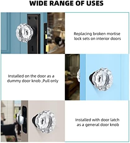 Newliplace 5 חבילה של דלת זכוכית כפתור החלפה, ידיות דלת קריסטל וינטג 'להחלפת ערכות נעילה עתיקות