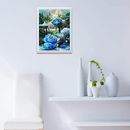 ציור יהלום של קויזן, ערכת ציור יהלומי ורד כחול, ערכות אמנות יהלומים של DIY 5D למבוגרים מתחילים