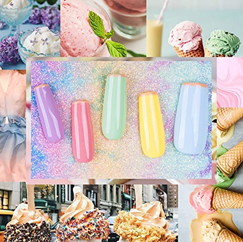 סט לק ג 'ל פסטל זוצ' י, אוסף גלידה אביב קיץ פופולרי צבעי פסטל ערכת לק ג 'ל, פסטל ורוד צהוב כחול ירוק כתום