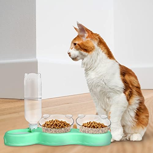 פטקאו חתול האכלה והשקיית אספקת תכליתי לחיות מחמד קערות 3-ב-1 מים מזין אוטומטי מתקן מים בקבוק כפול מזון קערות לחיות