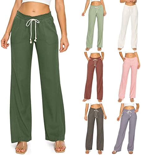 גבירותיי פשתן מכנסיים ישר רגל מכנסיים לעבוד מכנסיים לנשים קיץ מכנסיים סתיו מכנסיים קל משקל מכנסיים