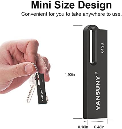 Vansuny 64GB כונן פלאש מתכת כונן USB אטום למים USB 3.0 מקל זיכרון במהירות גבוהה במיוחד, כונן