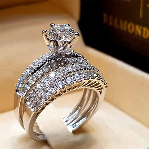 טבעות אירוסין של נשים טבעת יצירתית טבעת יהלום מדומה לנשים ריינסטון מבטיחה טבעת מתנות תכשיטים טבעת נישואין
