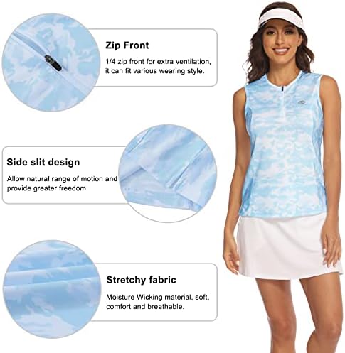 חולצת טניס ללא שרוולים ללא שרוולים של MOFIZ חולצות גולף לנשים חולצות טריקו בגדי ספורט יבשות עם רוכסן