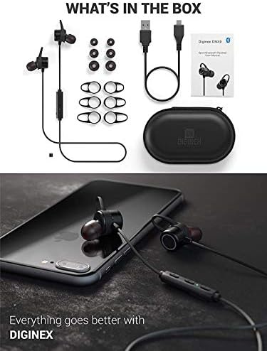 Diginex Bluetooth אוזניות אוזניות מגנטיות אלחוטיות אוזניות ספורט להפעלת אוזניות אטומות למים של IPX7
