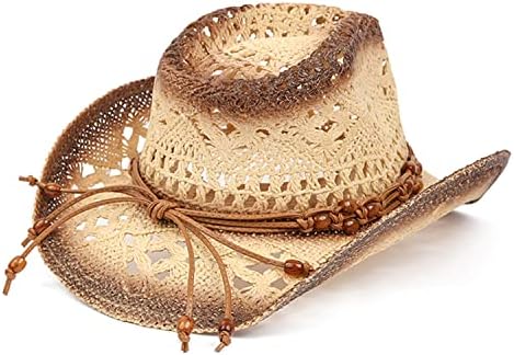 טובוסו קש קאובוי כובע לנשים וגברים עם צורת-זה שוליים, מערבי קאובוי כובע