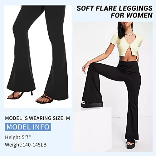 מכנסי יוגה שחורים של סנדוודו לנשים-חותלות רכות עם מותניים גבוהים מכנסי פאלאצו גבוהים וארוכים לנשים