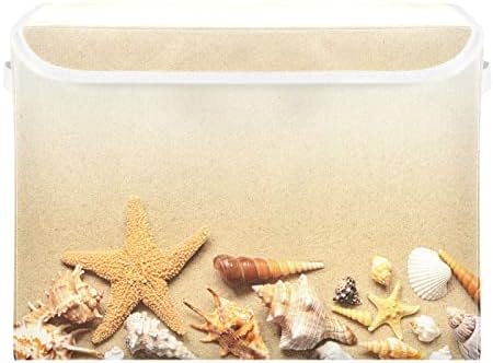 Innewgogo Starfish Seashell Beach Storage פחי אחסון עם מכסים לארגון סל מארגן עם מכסה עם ידיות קופסת
