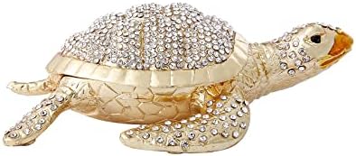 קופסאות תכשיט תכשיטים צירים של צב זהב זהב, מתנה ייחודית ליום האם, קופסת תכשיטים אמייל מצופה ביד, קישוטים