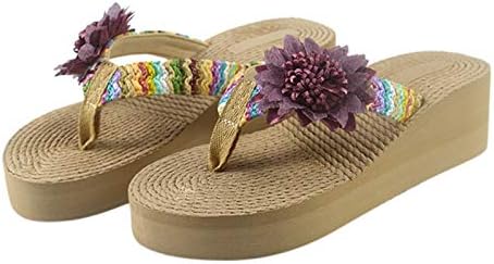 נעלי בית קיץ לנשים אורגות טריזים פרחים חוף כפכפים נעליים ביתיות נעלי נשימה נשים סנדלים לבושות סנדלים שטוחים