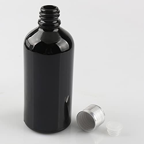 Dlibuy 6 pcs ריק 100 מל בקבוקי שמן אתרי שחור עם אטום הכנס אטום בקבוקוני זכוכית כובע בורג אלומיניום