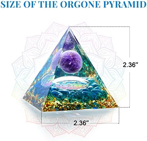 ריפוי פירמידה של Ruojas Pyramid מדיטציה קריסטל מחולל אנרגיה חיובית אמטיסט וקוורץ כחול, מקדמים עושר ושגשוג