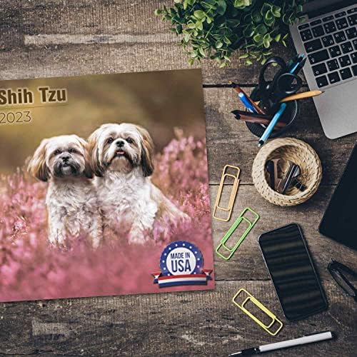 2022 2023 לוח השנה Shih Tzu - גזע כלבים לוח שנה קיר חודשי - 12 x 24 פתוח - נייר עבה ללא דימום