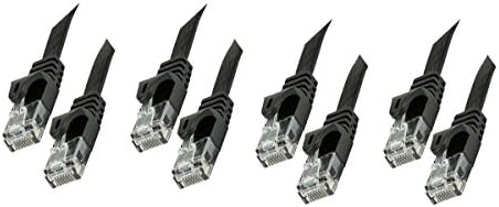 10 PCS CAT5E 350MHz UTP UTP שטוח Ethernet רשת נחושת חשופה 30AWG כבל שחור, 25 רגל, CNE613628