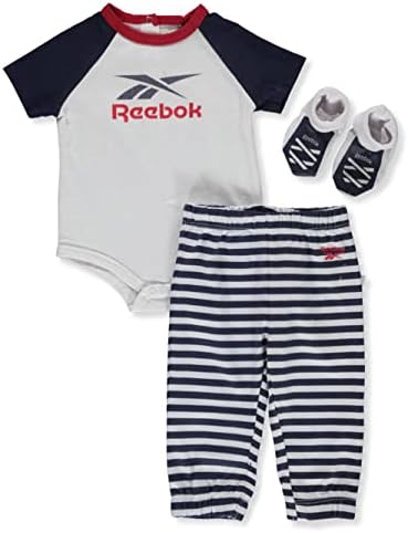 Reebok Baby-Boys בגד גוף 3 חלקים + מכנסי טרנינג ג'וג'ר + גרביים סט בגדי פיג'מה