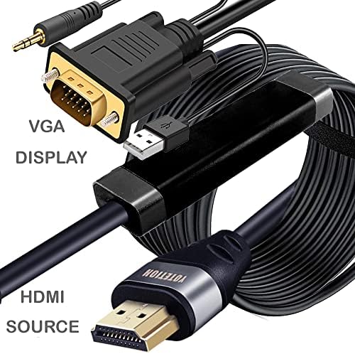 מתאם HDMI ל- VGA 16.5ft, עם Audio HDMI לממיר VGA כבל HDMI ל- VGA עם שמע, פעיל HDMI-VGA Out
