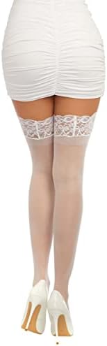 דרימגירל נשים של ירך גבוהה גרביונים גרבי ניילון גרביים עם נוחות תחרה למעלה אנטי להחליק סיליקון גומייה