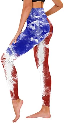 דגל אמריקאי פטריוטי ליגלי נשים עם המותניים הגבוהות למכנסיים יום עצמאות מותניים עם מכנסי חותלות קת נושמים קפרי קפרי
