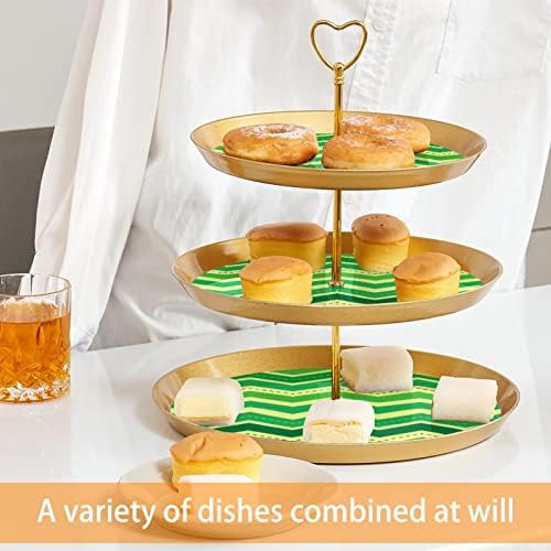 יום פטריקס יום אדווה מחזיק עוגות ירוקות למאפה, 3 עוגת זהב מפלסטיק שכבתית עמדת קינוח, מגדל עץ עץ