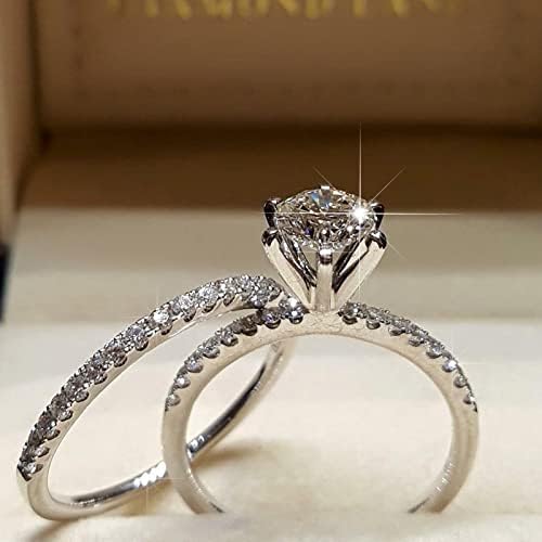 2023 חדש 2 יחידות טיפת מים טבעת לבן זירקון קריסטל טבעת זוג טבעת סט אופנה זוג יהלומי טבעת יוקרה נשים של הצעת נישואים