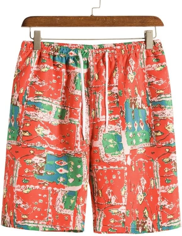 N/A חולצות הוואי לגברים מכנסיים קצרים בסגנון חוף סגנון דו-חלקים חליפה