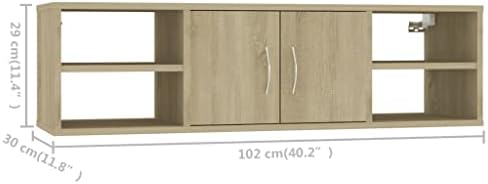 מדף קיר Golinpeilo ארון צף עם 6 מדפים, ארון רכוב על קיר, סונומה אלון 40.2 x11.8 x11.4 עץ מהונדס