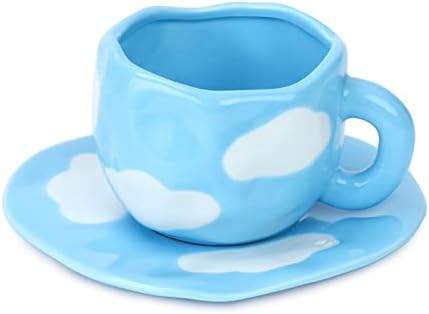 נוביקו ענן קפה ספל עם צלחת, חמוד קרמיקה כוס ותחתית, ייחודי קפה ספלי-10 אונקיה