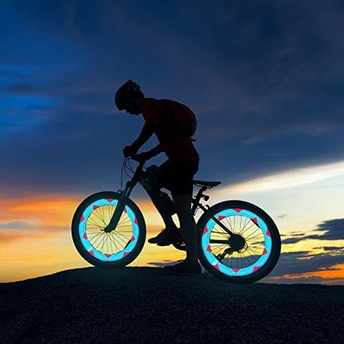 אורות גלגל אופניים, LED אופניים אטומים למים דיברו אור, אורות צמיגי בטיחות בהירים עם הפעלה/כיבוי