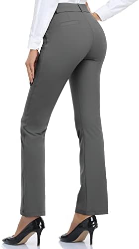 מכנסי שמלת יוגה לנשים של Dayoung מכנסיים משרדים משרדים עסקים מזדמנים למתוח מכנסי רגליים ישרות רגילות
