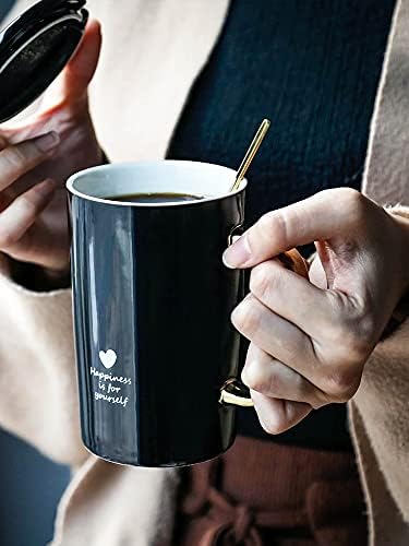 כוס סימן Dodouna עם כיסוי כוס קפה משרדים כוס קפה קטן בסגנון Euorpan יוקרה עם קיבולת גדולה זכוכית קרמיקה ספל