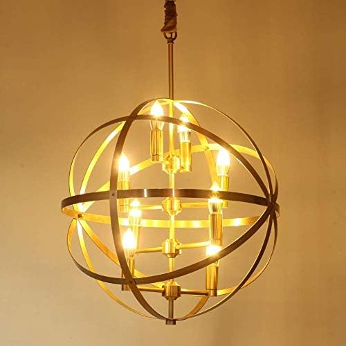 מנורת תליון Ozzki 8 אורות אביזרים מתכת כדורית מתלה מתלה תקרה תאורה פוסט-מודרנית גלובוס נברשת